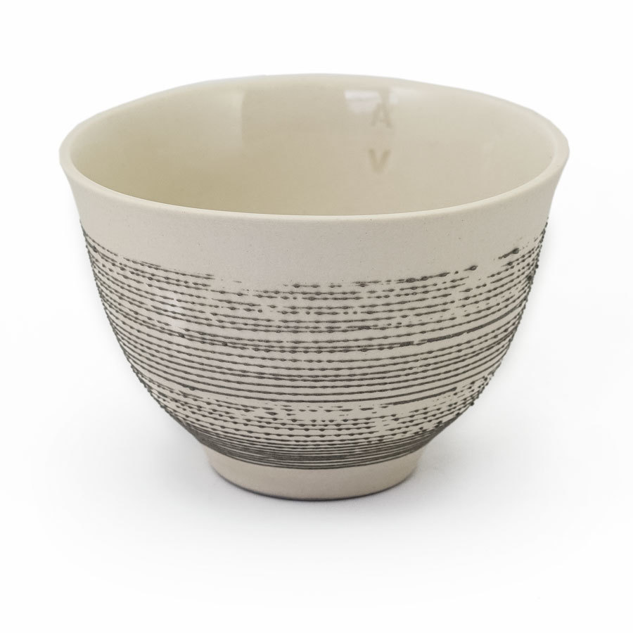 Shin Teacup - Cream with slate accent
