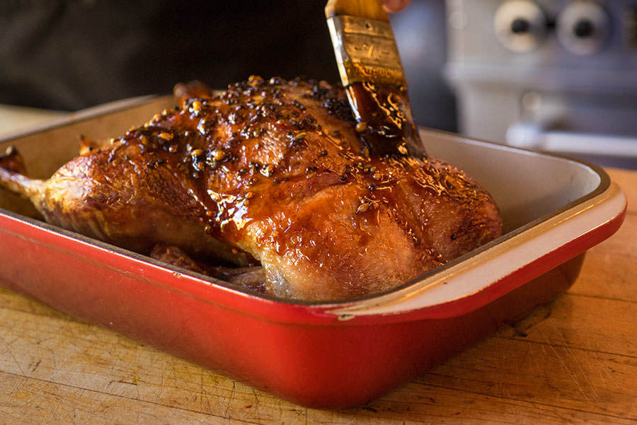 Maple glazed demi-sel duck