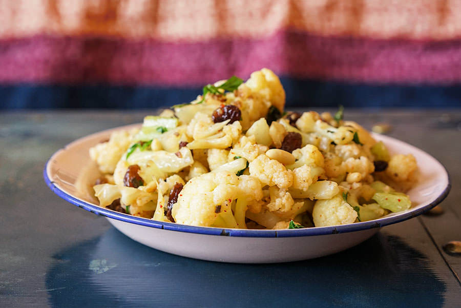 Cauliflower with Pine Nuts and Raisins