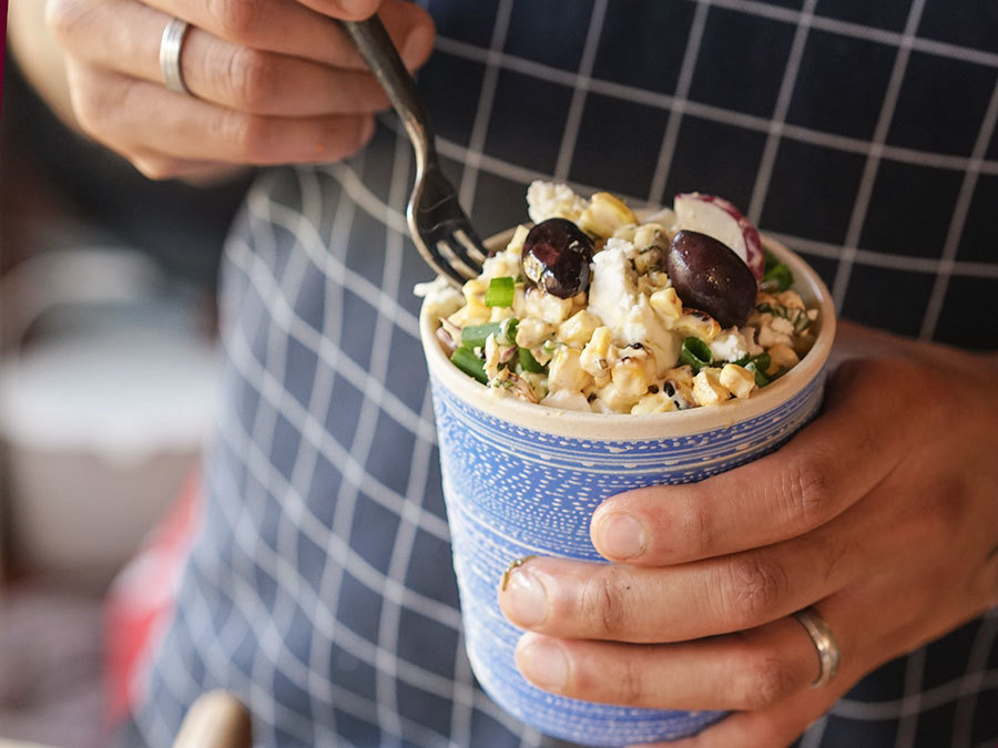 Corn and feta salad with Peruvian spices