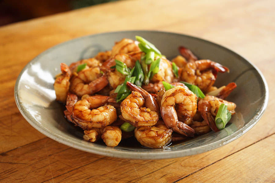 Shrimp steamed with ginger