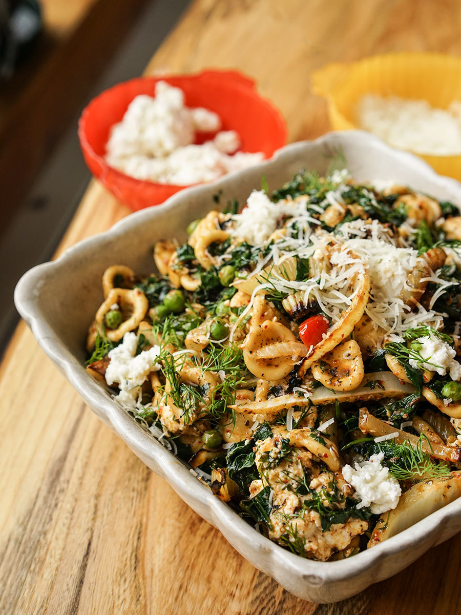 Fennel Kale And Green Pea Pasta