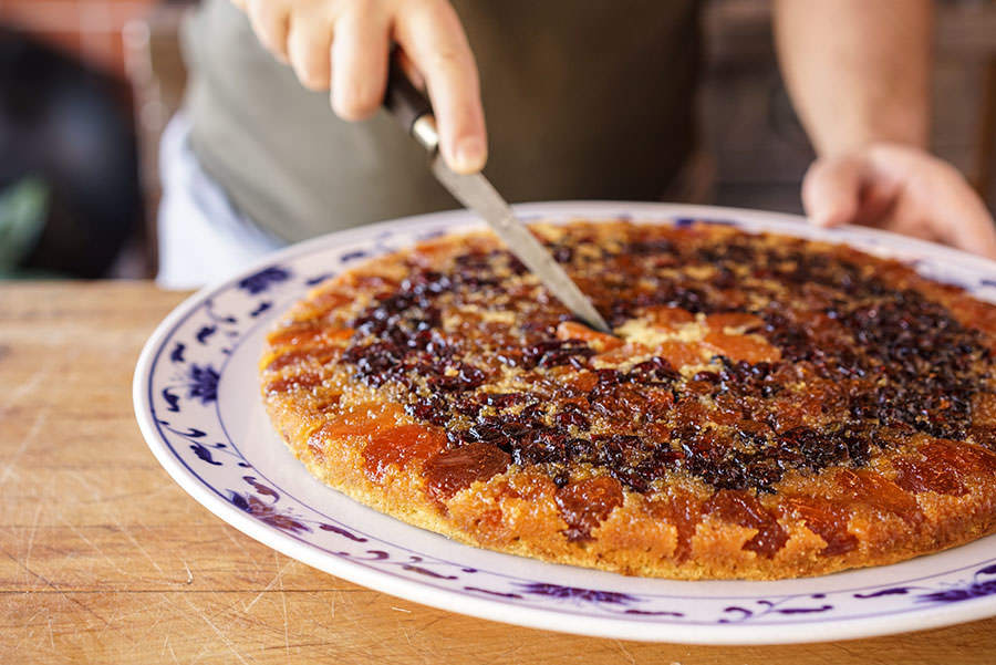 Honey, Dried Fruit and Mahleb Upside Down Cake