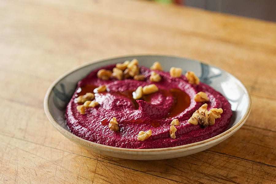 Beet, Sesame and Walnut Hummus