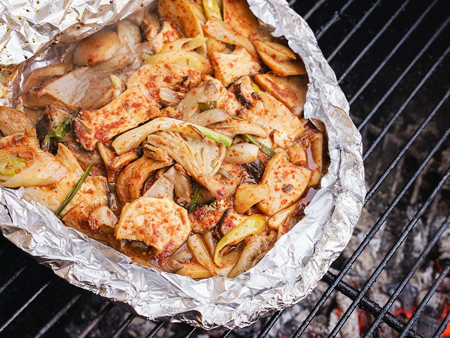 Korean Spiced Mushroom Papillote