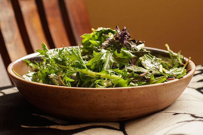 Mizuna salad with sansho