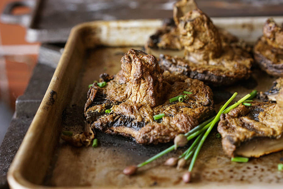 Roasted Portobello with Rabbit Mustard