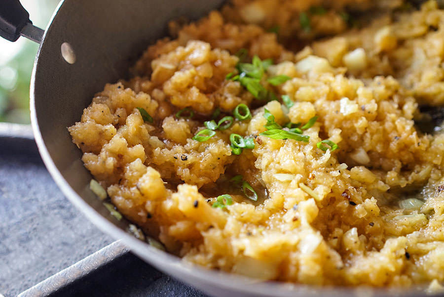 Refried Turnip with Maple Syrup