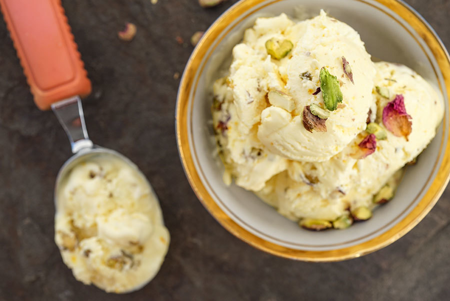 Rose Saffron And Pistachio Ice Cream No Churn