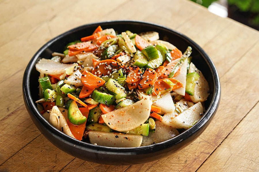 Cucumber, carrot and daikon salad