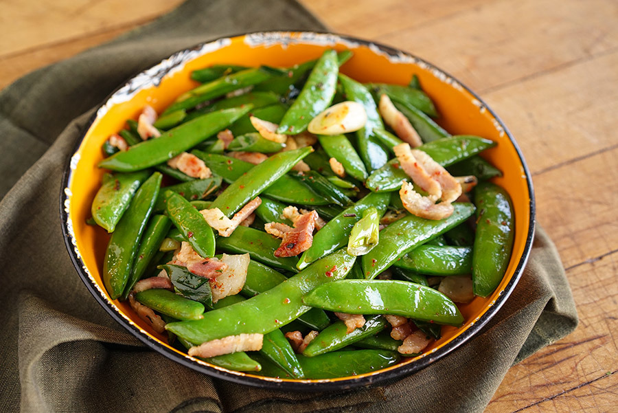 Snow Peas With Bacon