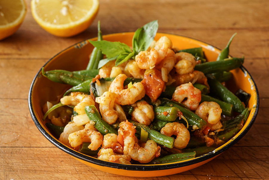 Stir Fried Shrimp With Green Beans And Tomatoes