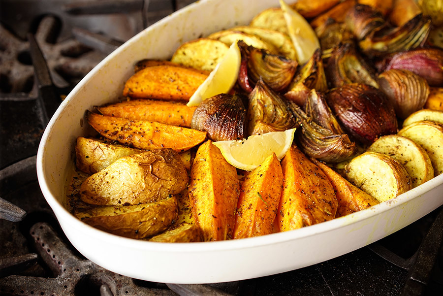 Sweet Potato And Turnip Tian With Panch Phoran