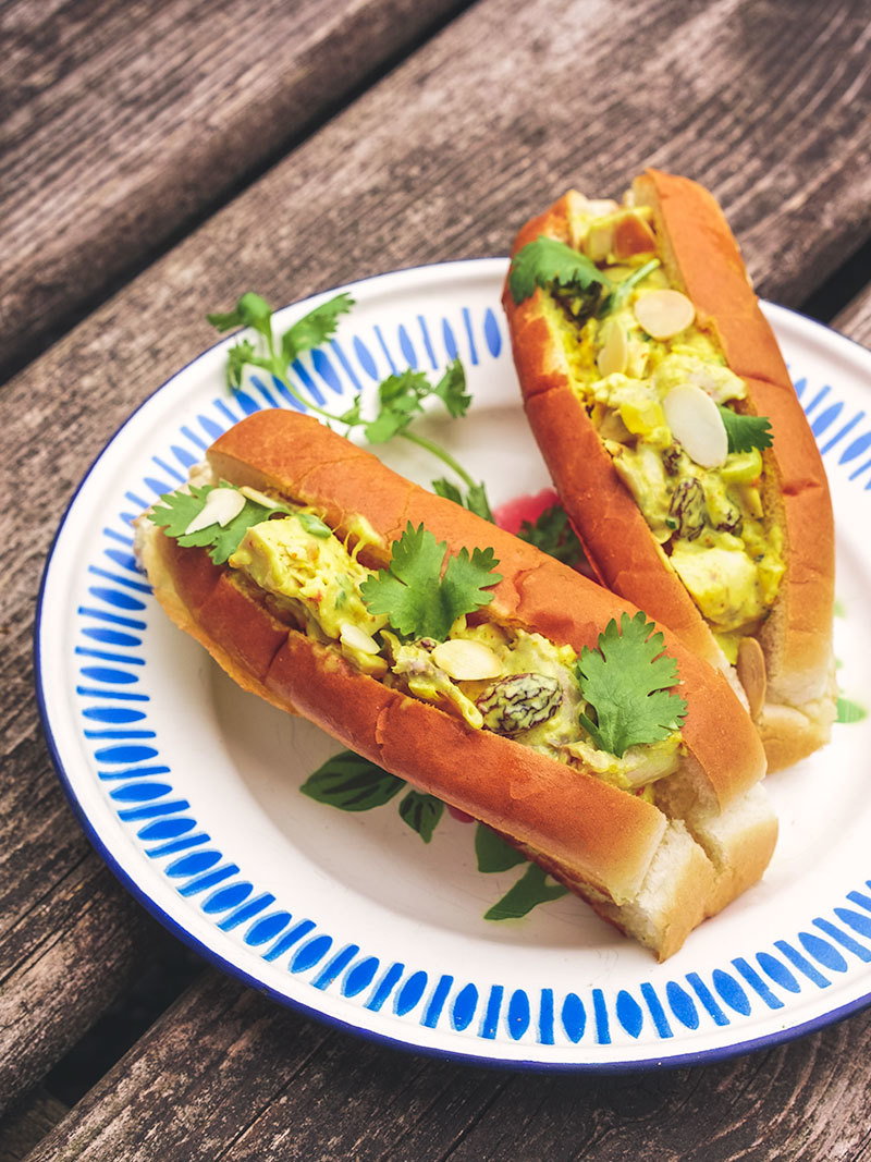 Coronation chicken rolls 