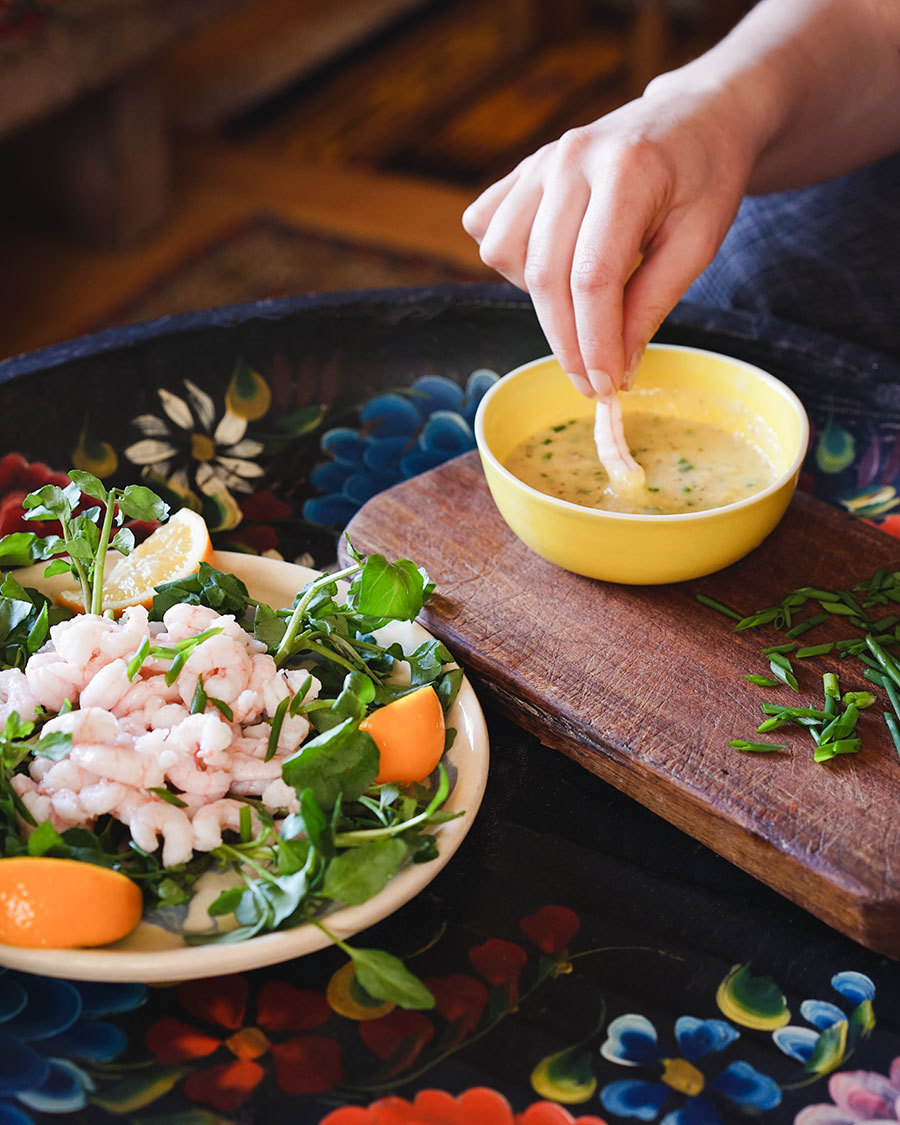 Shrimp salad with Courchamps Sauce