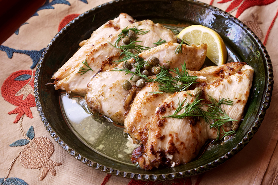 Lemon and caper chicken cutlets