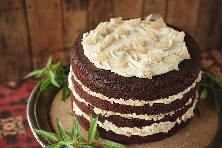 Chocolate Cake with Ginger Icing