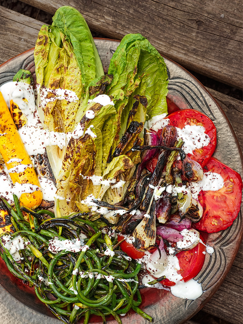 Grilled Lettuce and Sumac Summer Vegetables