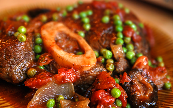 Osso Buco with peas