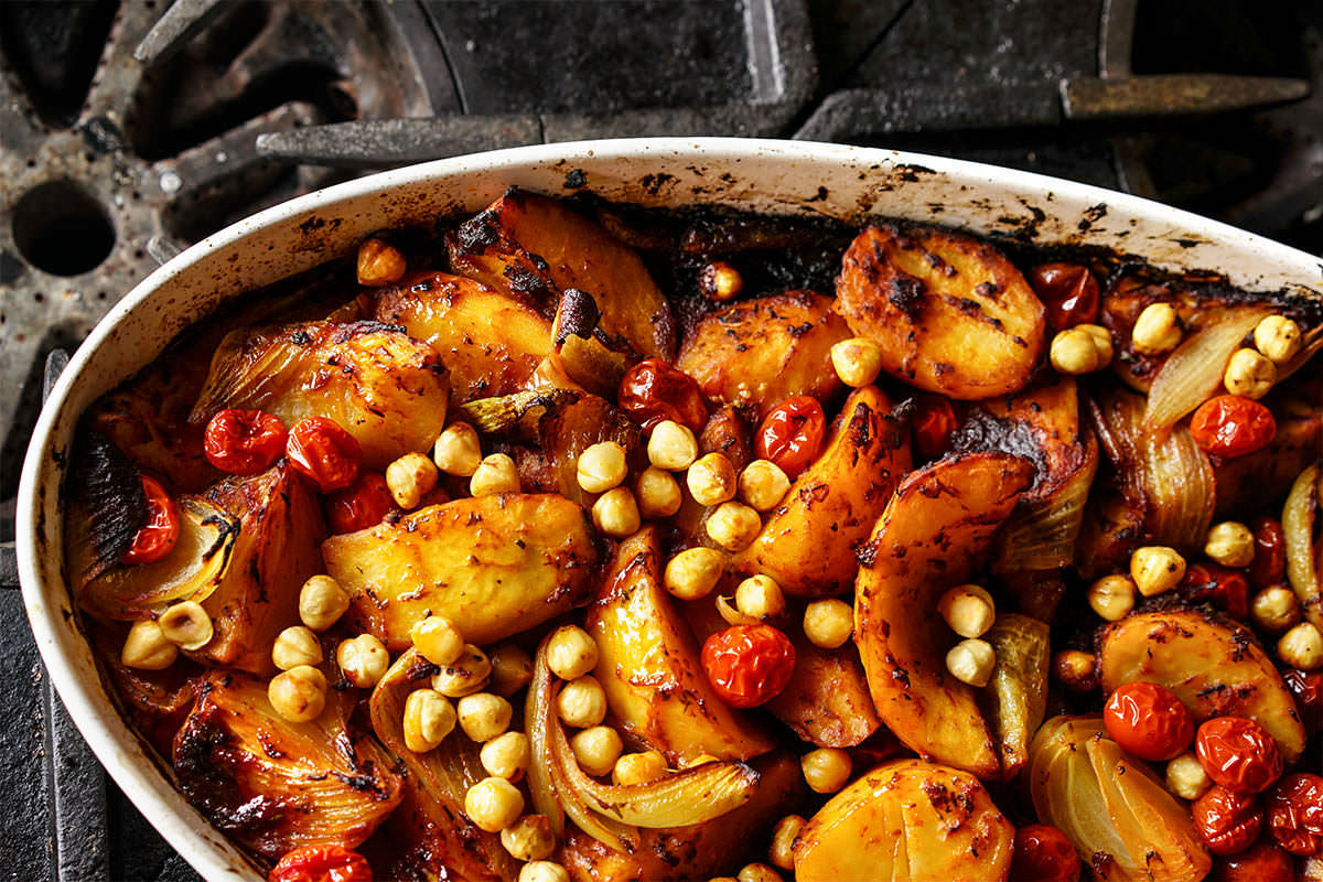 Mixed herbs and hazelnut roast potatoes