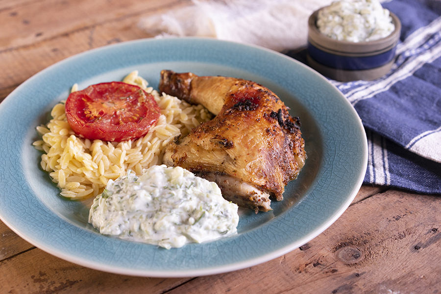 Greek chicken with orzo