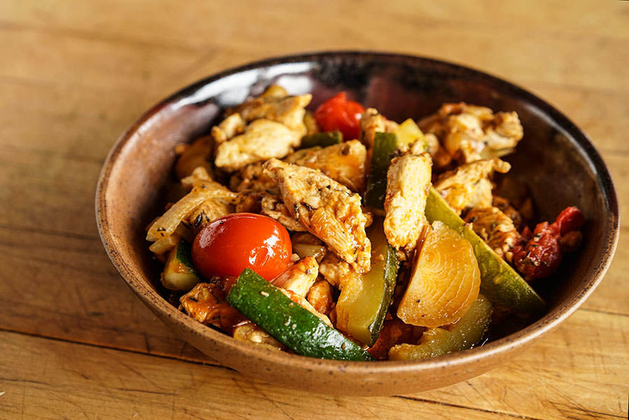 Provence-style chicken stir-fry