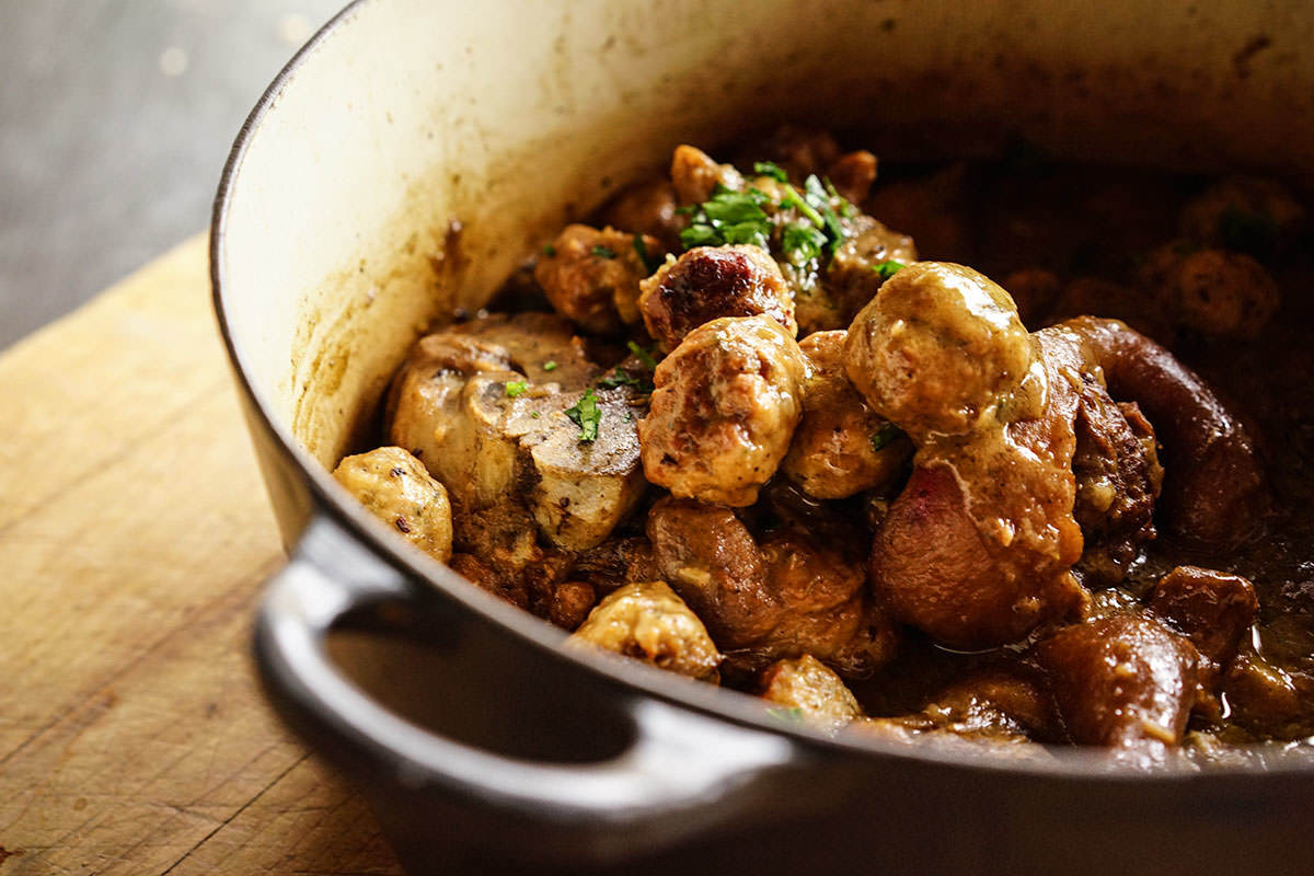 Pork Hocks and Meatball Ragout