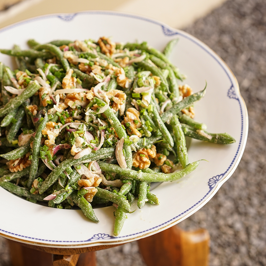 Walnut Goat Cheese Green Bean Salad 